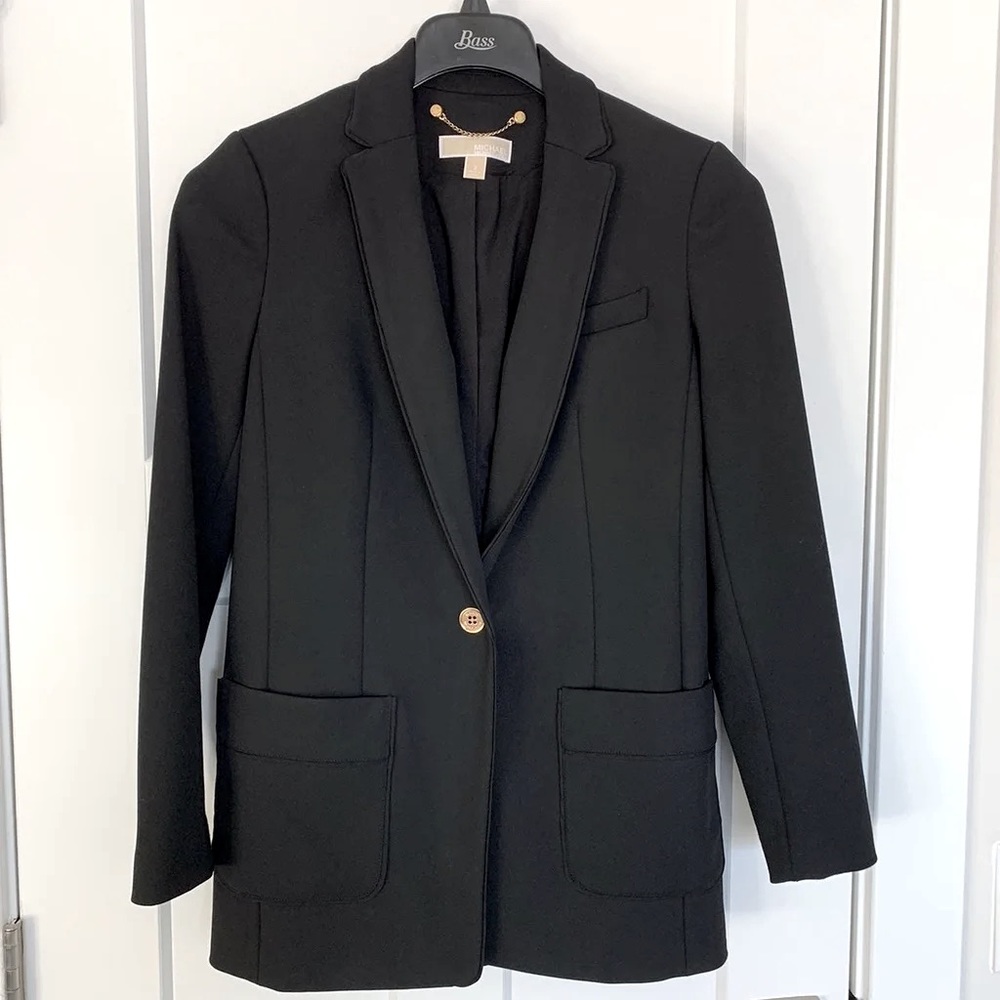 Michael Kors Black 1 Button Sports Suit Jacket Blazer Size 2